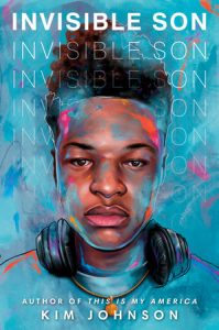 The cover is blue with streaks of purple and red. The face of a black teen is on the front with short black hair and headphones around his neck. His shoulders are seen but part of the blue of the cover. 