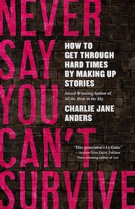 The book cover has the background of a black brick wall with the title of the book written in transparent hot pink text down the left side of the cover one word at a time. The subtitle and authors name are in the center right of the cover in white text. 